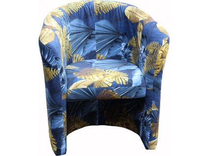 VEGAS křeslo - látka KA12613 - modrožluté listy (FE) - kolekce "E" (K250-Z)