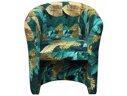 VEGAS křeslo - látka KA12609 - zelenožluté listy (FE) - kolekce "E" (K250-N)