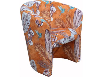 VEGAS křeslo - látka KA12627 - oranžovobílé listy (FE) - kolekce "E" (K250)