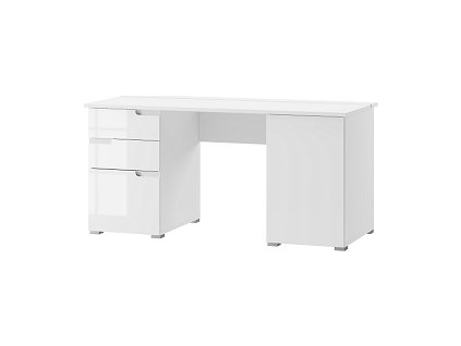 SAMOA 15 (SELENE 15) - PSACÍ STŮL se 2dvířky a 2šuplíky - bílá mat / bílá lesk  (SZ) (K150)