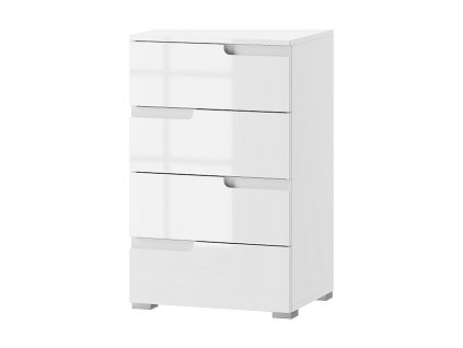 SAMOA 2 (SELENE 2) - KOMODA ÚZKÁ se 4šuplíky - bílá mat / bílá lesk  (SZ) (K150-Z)