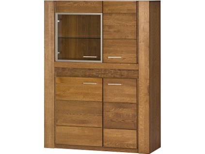 VANCOUVER 15  - vitrína nízká 1W3D - dub rustikal (VELVET 15) (smontovaný nábytek) (1 balík) (SZ) (K150-Z)