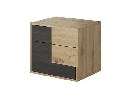 BERGAMO BA 23 (BAFRA 23=2balení) - NOČNÍ STOLEK UNIVERZÁLNÍ L/P - se 2 šuplíky - dub artisan/borovice černá norská (IZ) (K150-Z)