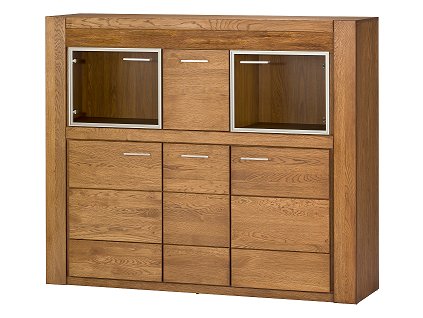 VANCOUVER 48  - komoda s barem 3D2W1B - dub rustikal (smontovaný nábytek) (VELVET 48) (1 balík) (SZ) (K150-Z)