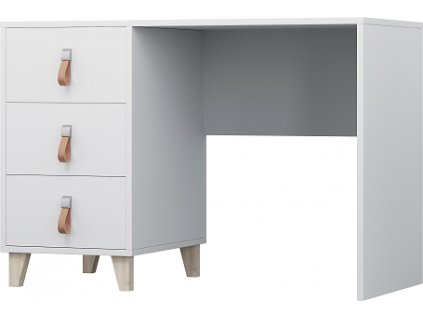 FELICITA 08 (FIGO 08) - PSACÍ STŮL - bílá/kožené úchytky/dřevěné nohy (IZ) (K150-E)