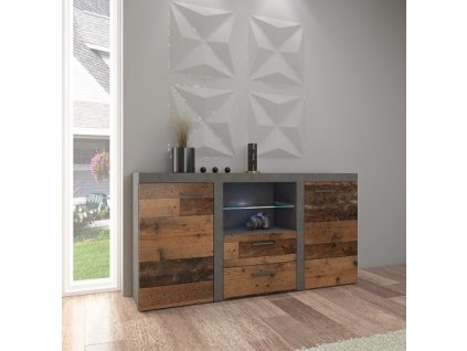 ROBBEN 2D2S - komoda se skleněnou policí OLD STYLE/ MATERA (RUMBAOLDMAT20) (2 balíky) "LP" (K150)