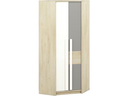 DIVO 0101 -Skříň rohová 2D,lamino Buk fjord/dvířka bílá/buk/šedá (ML) (DROP0101=3BALÍKY) (K150)