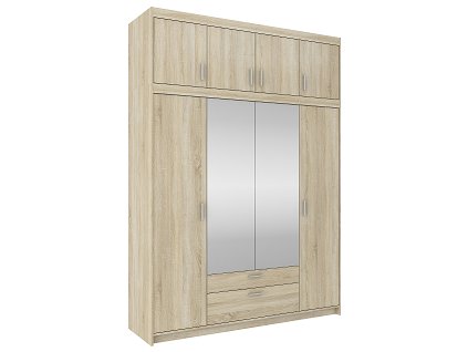 EVERLY 4DN se zrcadlem - skříň s nádstavcem Dub sonoma  (ELENA SO04LUSTRO+NAELSO04=6BALÍKŮ) "LP" (K150)