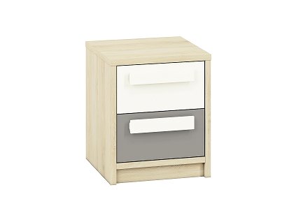 DIVO 1301 -noční stolek 2S,lamino Buk fjord/dvířka bílá/šedá (ML) (DROP1301) (K150)