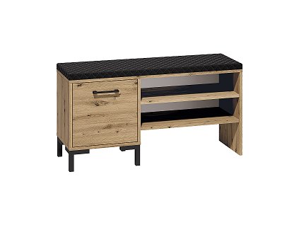 NADIA 05 -botník 1D čal. sedák, látka černá,lamino Dub artisan (ML) (NEVIO05=1BALÍK) (K150)NOVINKA