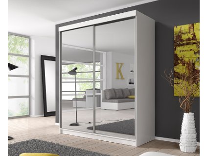 MURPHY 20 (MULTI 20) - ŠATNÍ SKŘÍŇ 180(183)- 2 dvéřová se zrcadly - bílá/zrcadlo/zrcadlo (4 balíky) (IZ) (K150)