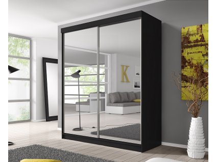 MURPHY 20 (MULTI 20) - ŠATNÍ SKŘÍŇ 200(203)- 2 dvéřová se zrcadly - černá/zrcadlo/zrcadlo (4 balíky) (IZ) (K150)