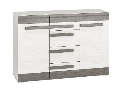 BERNIS 0701 -komoda 2D4S, lamino, borovice bílá/ borovice bílá/ šedá (ML) (BLANCO0701=2BALÍKY) (K150)