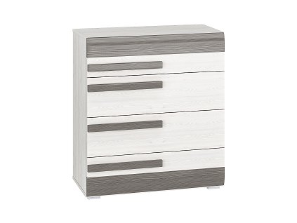 BERNIS 08 -komoda 4S L/P, lamino, borovice bílá/ borovice bílá/ šedá (ML) (BLANCO08=2BALÍKY) (K150)