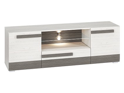 BERNIS 0901 -televizní stolek 2D1S, lamino, borovice bílá/ borovice bílá/ šedá (ML) (BLANCO0901=2BALÍKY) (K150)
