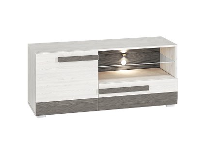 BERNIS 10 -televizní stolek 1D1S, lamino, borovice bílá/ borovice bílá/ šedá (ML) (BLANCO10=2BALÍKY) (K150) MIMOŘÁDNÁ AKCE DO VYPRODÁNÍ ZÁSOB