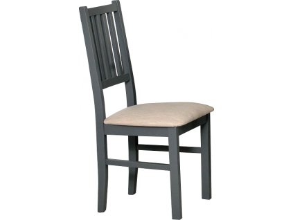 NIEL 7  (NILO 7) - jídelní židle - dřevo Grafitová / nová látka bílá káva č.26B=Paros 2- kolekce "DRE" (K150-E)