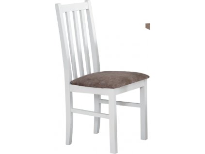 BOSANOVA 10 (BOSS 10)- jídelní židle Bílá/ nová látka hnědá č. 25B=Dora 22 - kolekce "DRE" (K150-Z)