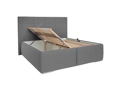 ENIGMA (Ena 2)dvoulůžko 180x200 -BEZ MATRACÍ,výklopné rošty z boku,látka ŠEDÁ EV16,noha stříbrná kolekce "FN" (ENA 2=3 balíky)(K250-E)