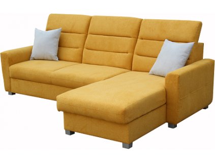 AGATA NEW - UNI - sedací souprava látka hořčicová Brooklyn mustaza/ polštáře sv.šedá ligh FOG  kolekce "FE" (FE) (K250)