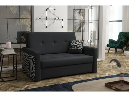 Rozkládací pohovka Vivian Mel II s úložným prostorem, černá manila 18/zebra