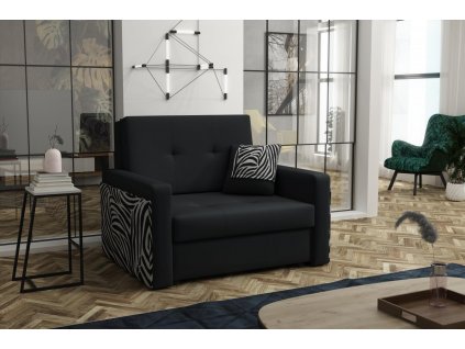 Rozkládací křeslo Vivian Mel I s úložným prostorem, černá manila 18/zebra