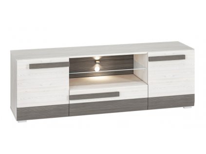 Televizní stolek LANTANA/BLANCO 09, 2D, borovice sněžná/šedá