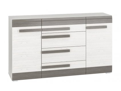 Komoda LANTANA/BLANCO 06, 2D4S, borovice sněžná/šedá