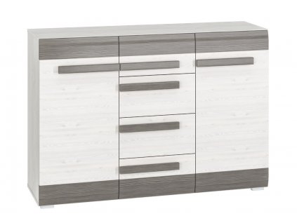 Komoda LANTANA/BLANCO 07, 2D4S, borovice sněžná/šedá