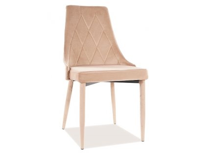 Designová jídelní židle REX velvet béžová/kov
