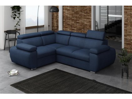 Rohová sedací souprava BODIE, rozkládací s úložným prostorem, levá, modrá/Mono 241