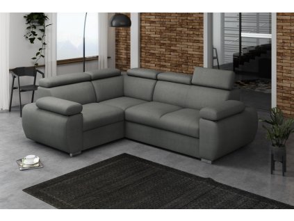 Rohová sedací souprava BODIE, rozkládací s úložným prostorem, levá, šedá/Mono 246