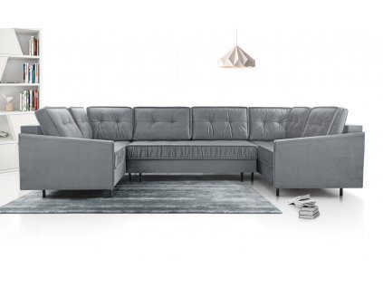 Rozkládací sedací souprava do U ALADIN s úložným prostorem, šedá