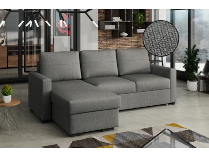 Rohová sedací souprava Tomáš UNI, rozkládací s úložným prostorem, šedá/Megan 365