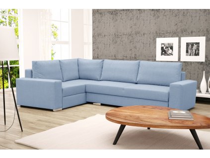 Rohová sedací souprava Toro, rozkládací s úložným prostorem, levá, světle modrá/Inari 72