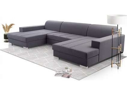 Rozkládací sedací souprava do U Miriam s úložným prostorem, šedá