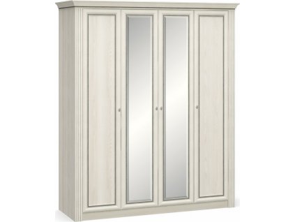 Šatní skříň BRISTOL NEW II 4D, jasan sněhový/zrcadlo