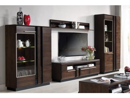 Obývací stěna, sestava PORTI SET2 dub čokoládový