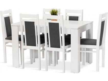 Jídelní set Akord 6 bílá/šedá