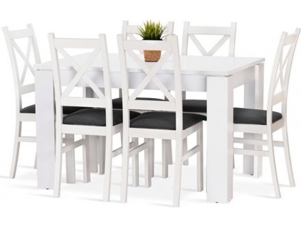 Jídelní set Iris 6 bílá/šedá