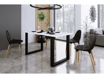 Jídelní stůl Indigo 90x185 bílý/černý kov