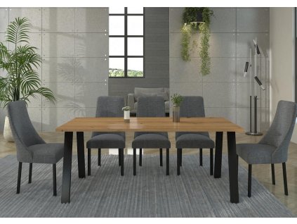 Jídelní stůl Kobalt 90x185 dub lancelot/černý kov