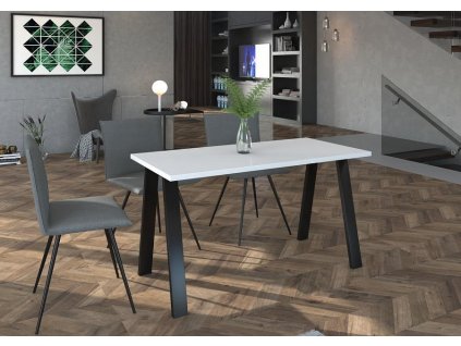 Jídelní stůl Kobalt 67x138 bílý/černý kov