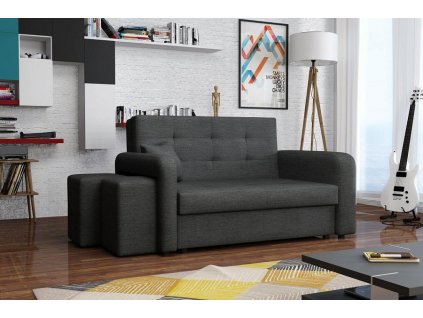 Rozkládací pohovka Vivian Home II s úložným prostorem a taburetkami, tmavě šedáEnjoy 24