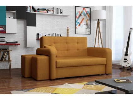Rozkládací pohovka Vivian Home II s úložným prostorem a taburetkami, oranžová Enjoy 12