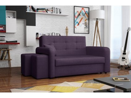 Rozkládací pohovka Vivian Home II s úložným prostorem a taburetkami, fialová  Enjoy 15