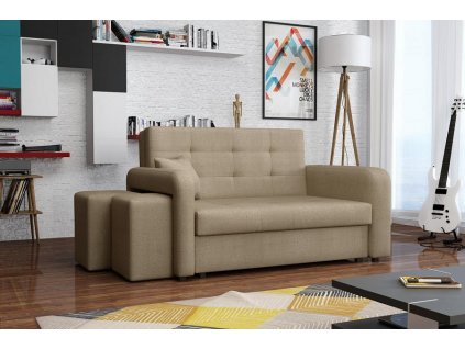 Rozkládací pohovka Vivian Home II s úložným prostorem a taburetkami, béžová Enjoy 2