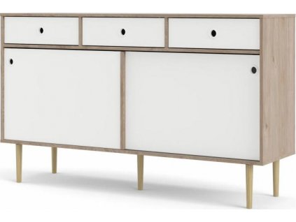 Komoda RUBY 2D3S, hickory/bílá
