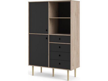 Skříňka RUBY 2D4S, hickory/černá