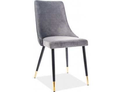 Designová jídelní židle PIANO, velvet šedá/kov černá/zlatá